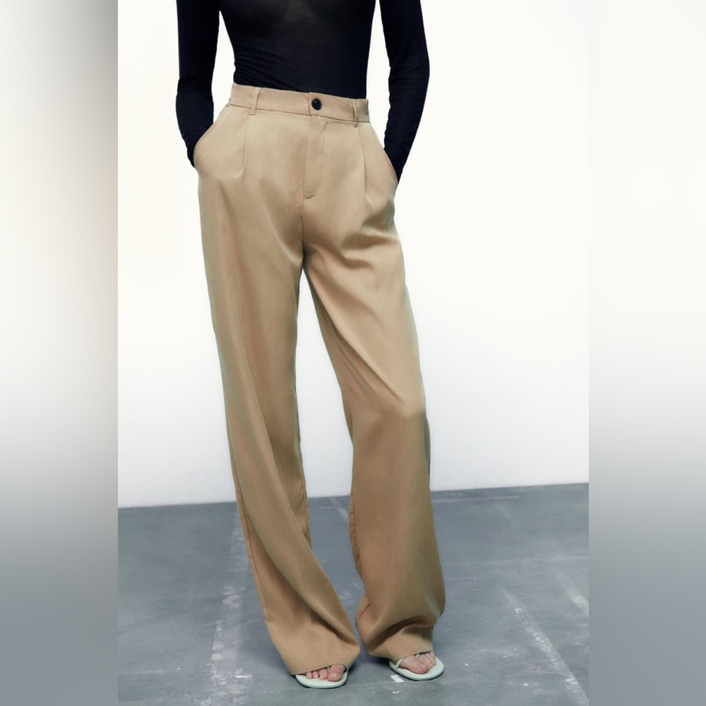 NWT ZARA FULL LENGTH TROUSERS TAN